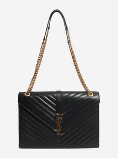 Black leather chevron large envelope bag Cross-body Bags Saint Laurent 