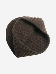 Loro Piana Brown ribbed cashmere beanie