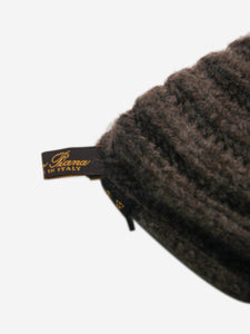 Loro Piana Brown ribbed cashmere beanie