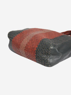 Red and black Intrecciato leather 2way tote bag