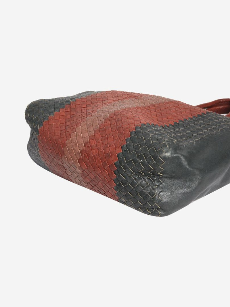 Red and black Intrecciato leather 2way tote bag
