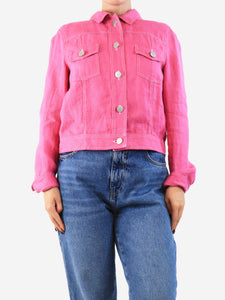 Brora Pink linen woven jacket - size UK 12