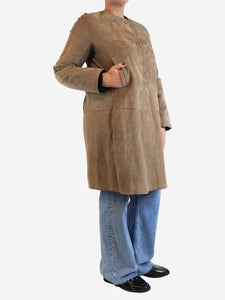 S Max Mara Taupe suede coat - size