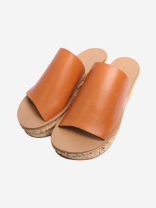 Chloe Tan Camille leather platform mules - size EU 40