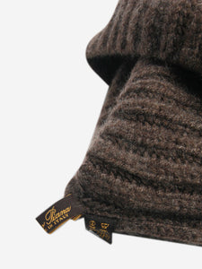 Loro Piana Brown ribbed cashmere beanie