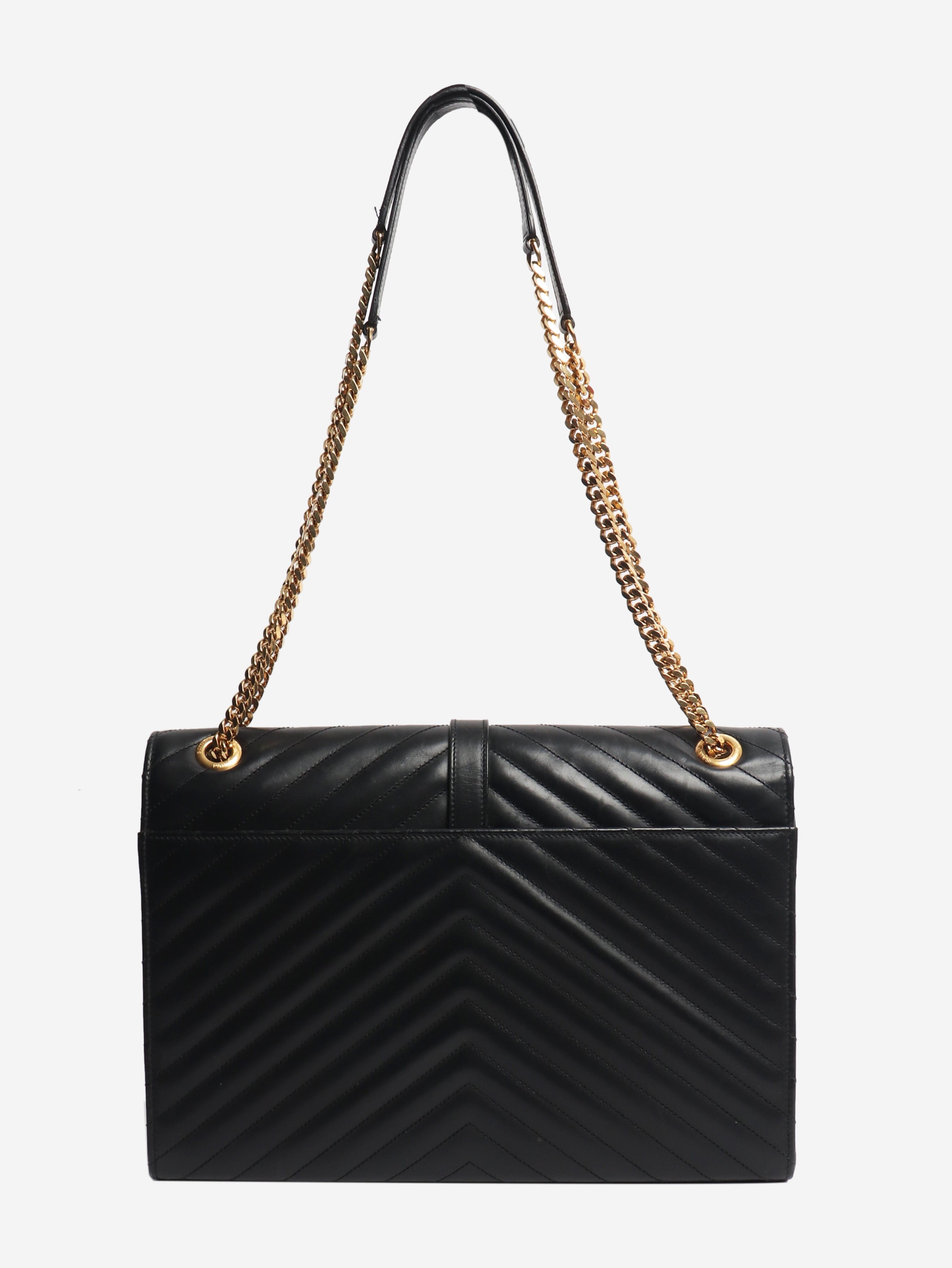 Black leather chevron large envelope bag Cross-body Bags Saint Laurent 