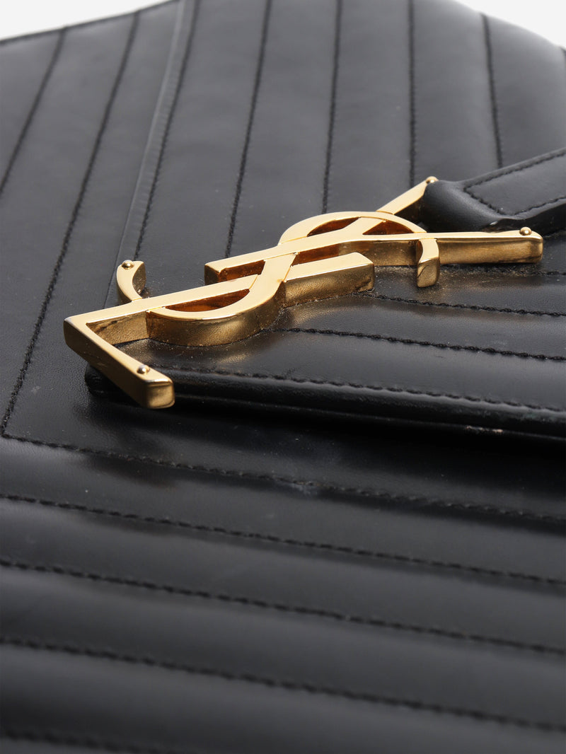 Black leather chevron large envelope bag Cross-body Bags Saint Laurent 