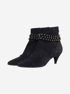 Saint Laurent Black suede studded ankle boots - size EU 37