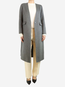 JUDYHUA Grey cashmere belted coat - size UK 8