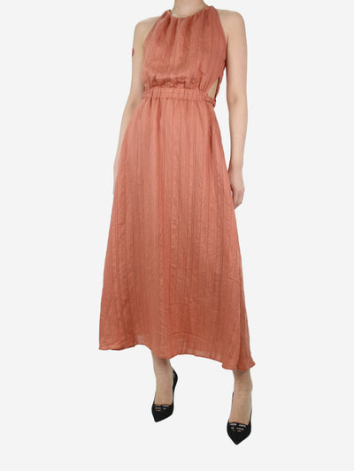 Coral stripe belted dress - size UK 8 Dresses Sandro 