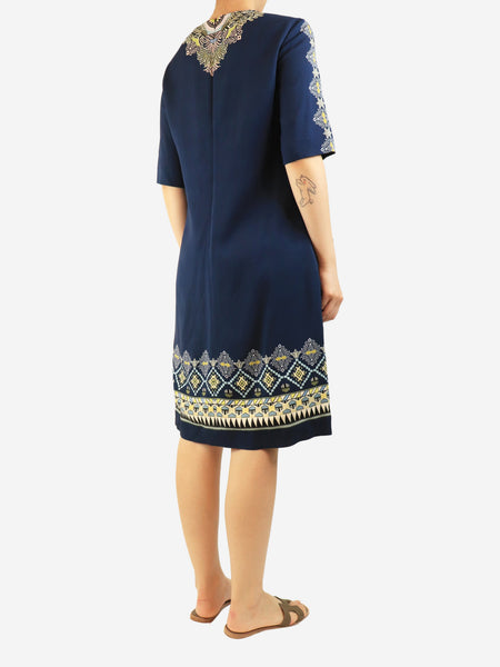 Blue printed midi dress - size UK 12 alternate image
