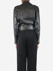 Acne Studios Black belted leather jacket - size UK 4