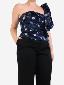 self-portrait Blue sequin embellished top - size UK 14