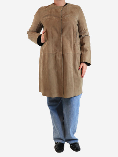 Taupe suede coat - size Coats & Jackets S Max Mara 