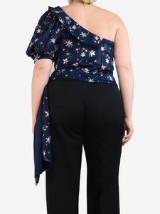self-portrait Blue sequin embellished top - size UK 14