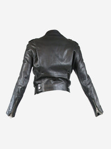 Acne Studios Black belted leather jacket - size UK 4