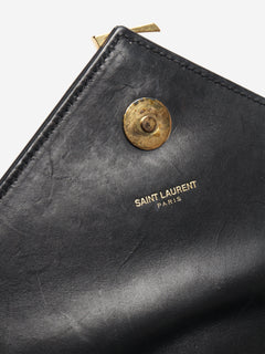 Black leather chevron large envelope bag Cross-body Bags Saint Laurent 
