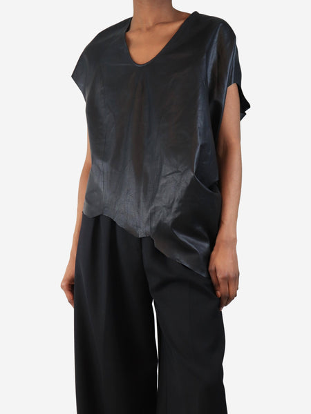 Black jag-hem leather top - size XS product image