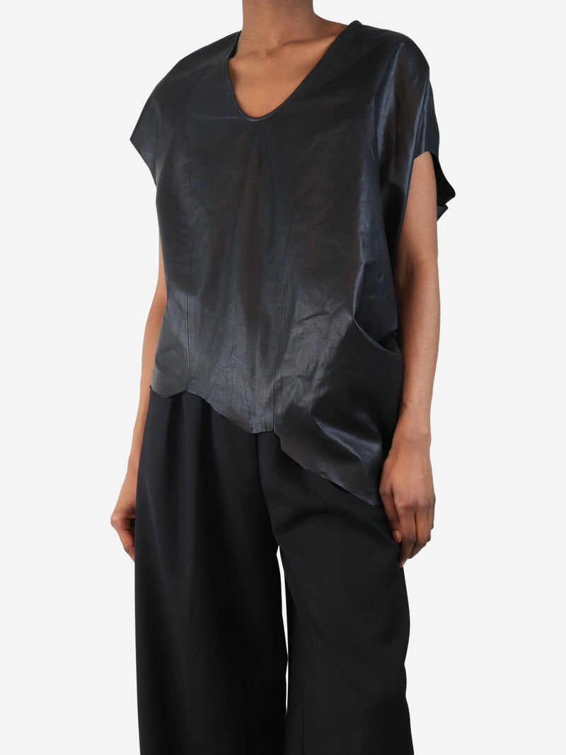 Black jag-hem leather top - size XS Tops Helmut Lang 