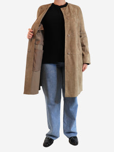 S Max Mara Taupe suede coat - size