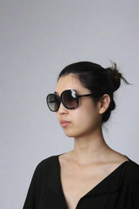 Chloe Black mytre round oversized sunglasses