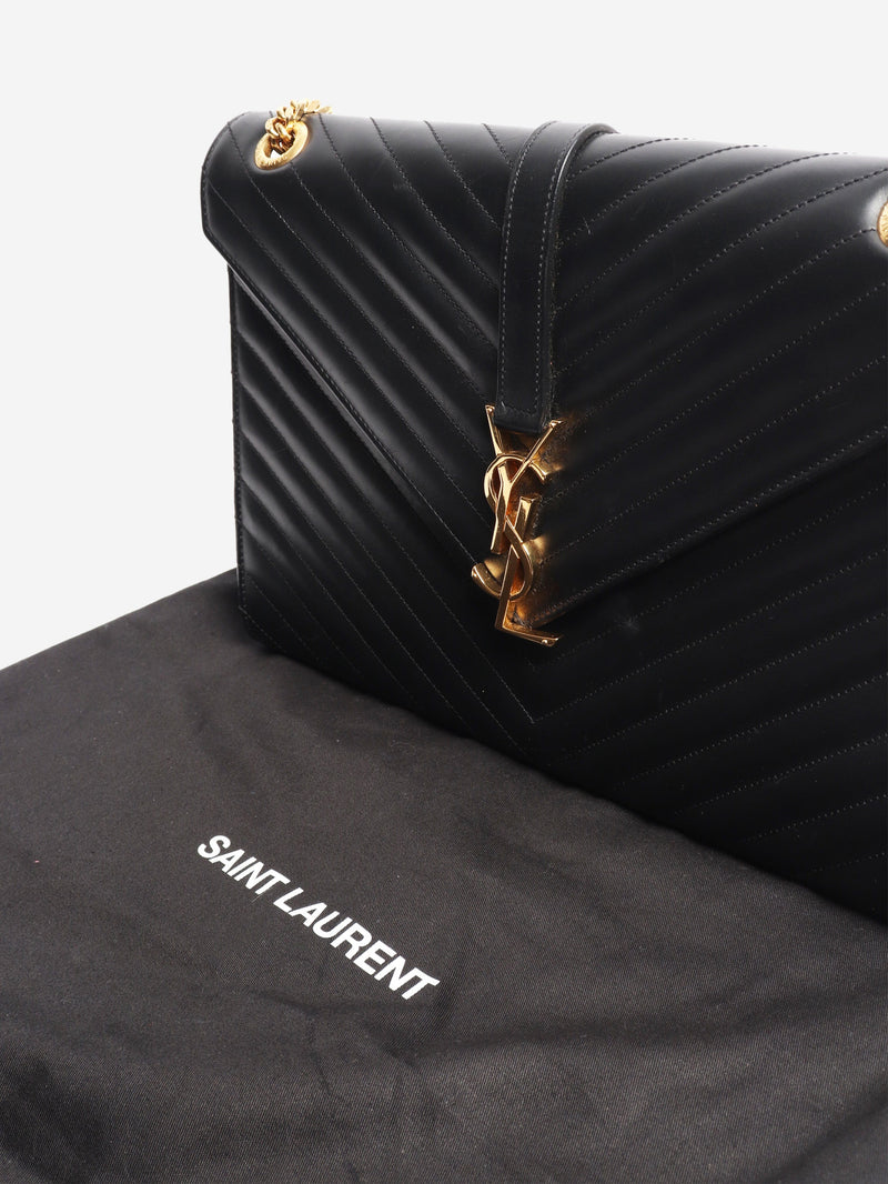 Black leather chevron large envelope bag Cross-body Bags Saint Laurent 
