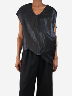 Black jag-hem leather top - size XS Tops Helmut Lang 