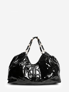 Black high-shine leather Kate tote bag Tote Bags Anine Bing 