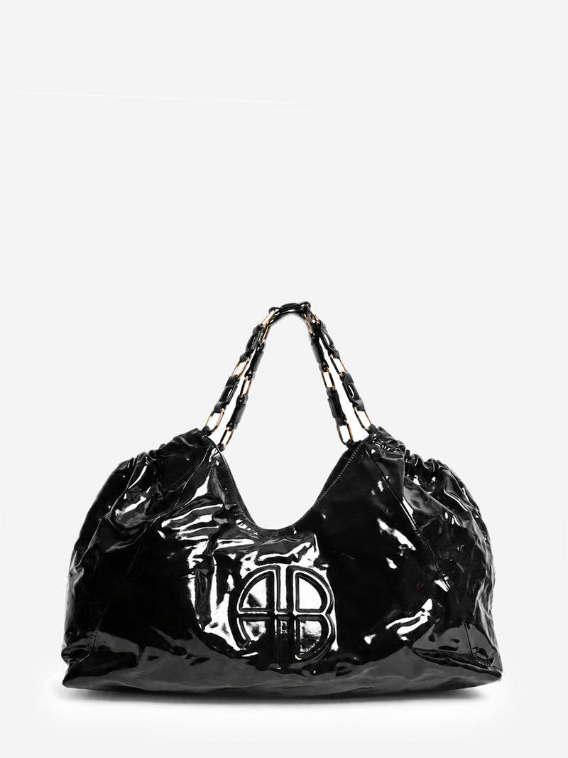 Black high-shine leather Kate tote bag Tote Bags Anine Bing 