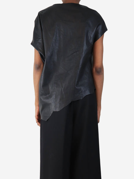 Black jag-hem leather top - size XS alternate image