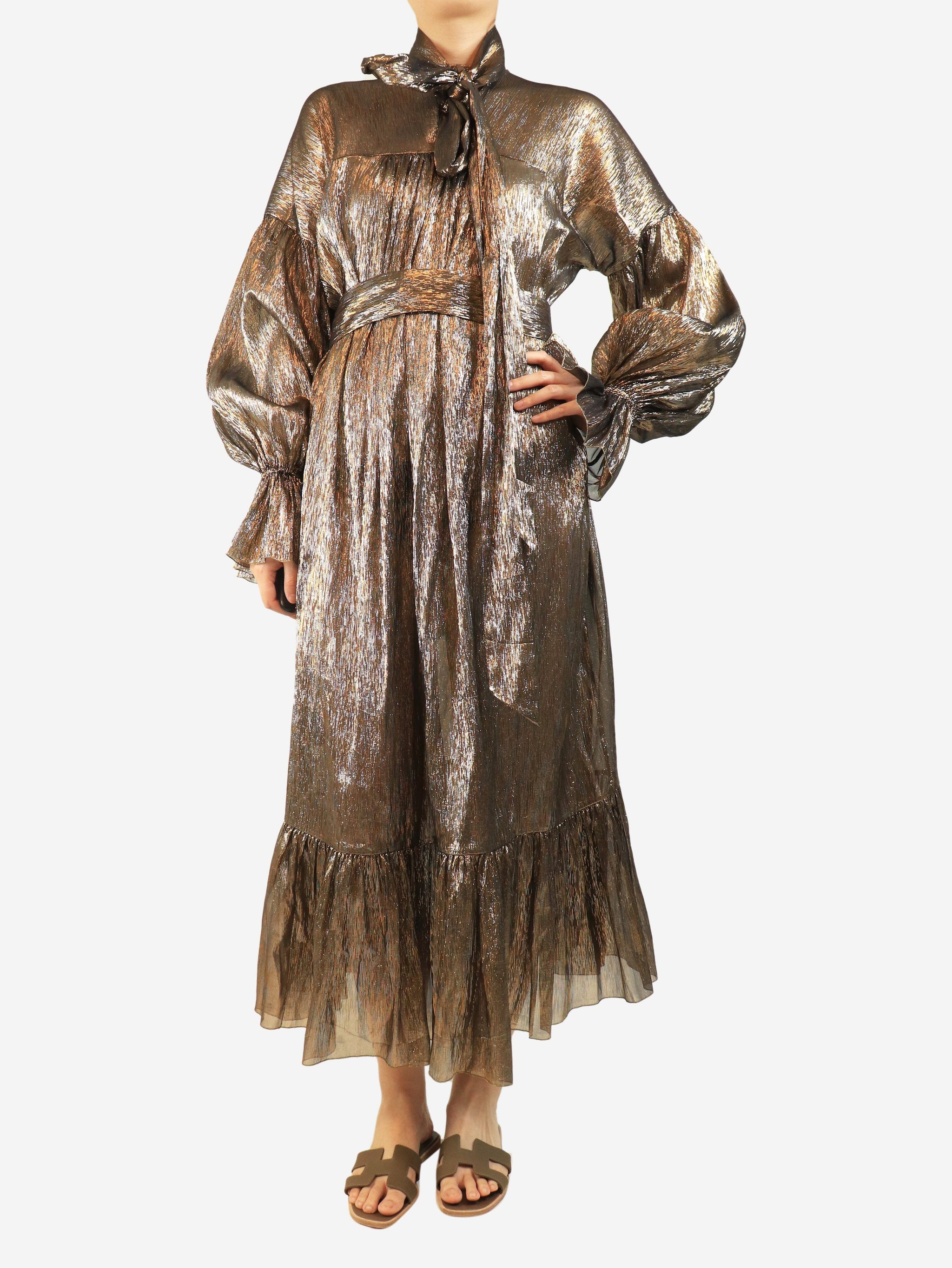 Gold sheer lurex maxi dress - One size | Sign of the Times