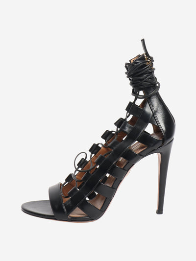 Aquazzura Black leather lace-up strappy sandals - size EU 40 Heels Aquazzura 
