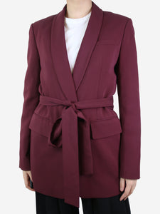 Tibi Burgundy belted single-button blazer - size XS