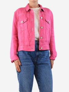 Brora Pink linen woven jacket - size UK 12