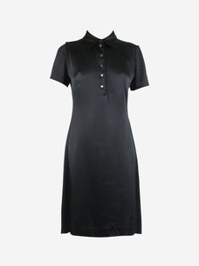 Gucci Black short-sleeved satin midi dress - size UK 12