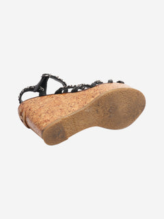 Black chain-strap cork-wedge sandals - size EU 38.5 Heels Chanel 