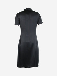 Gucci Black short-sleeved satin midi dress - size UK 12