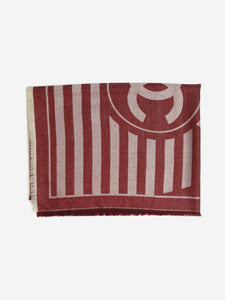 Chanel Rust red cashmere and silk-blend lurex scarf - size