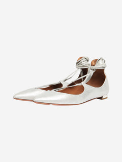 Silver metallic Christy flats - size EU 37 Flat Shoes Aquazzura 
