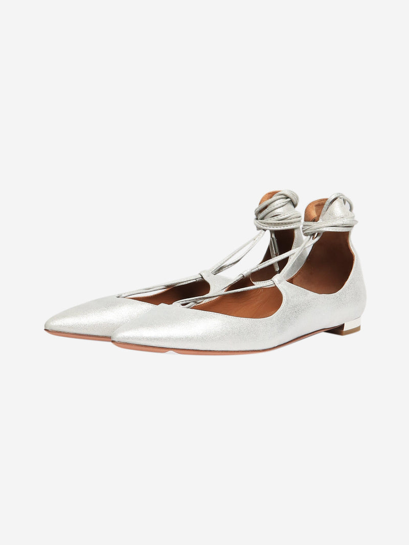 Silver metallic Christy flats - size EU 37 Flat Shoes Aquazzura 