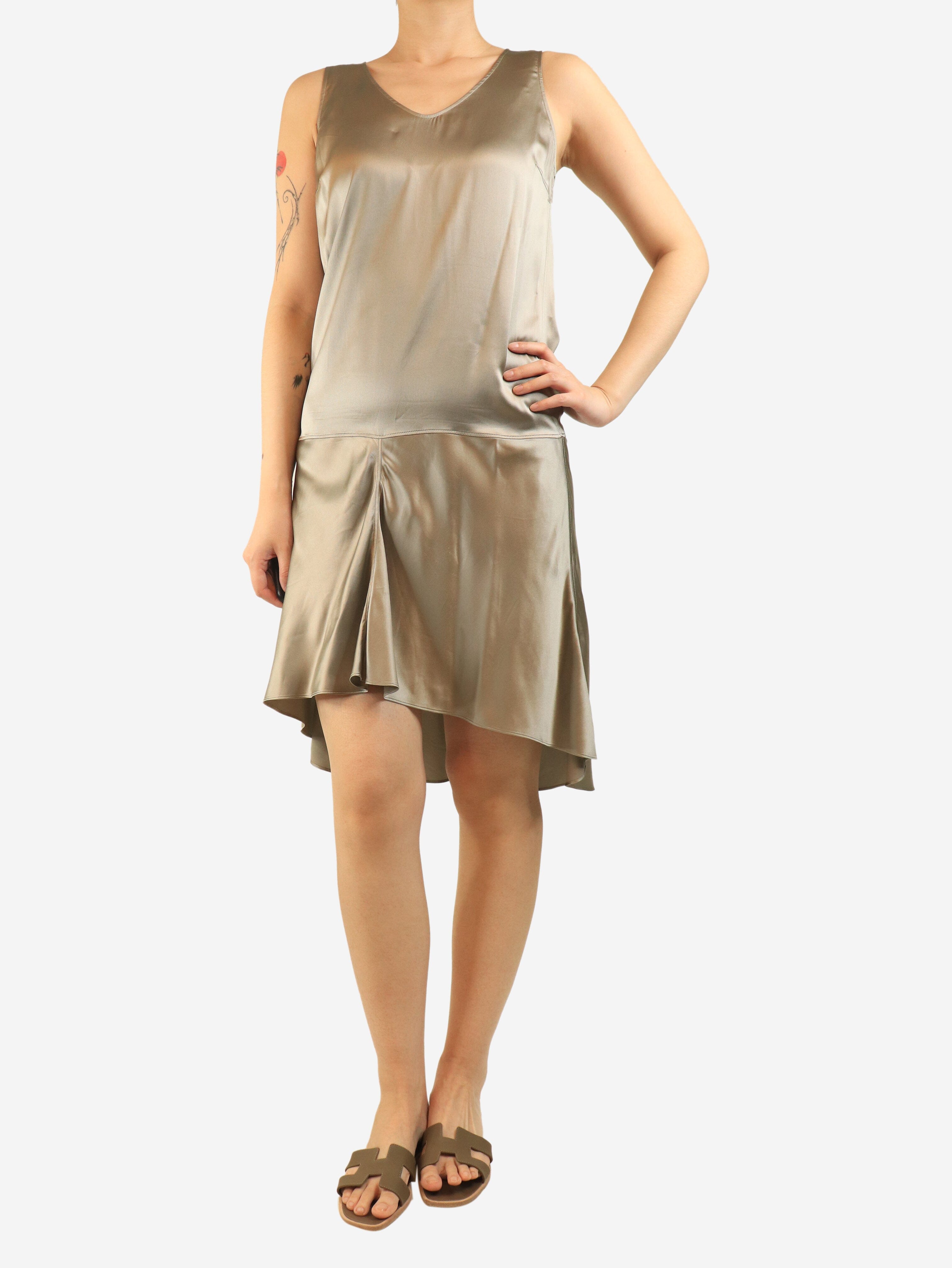 Neutral silk midi dress - size M Dresses Brunello Cucinelli 