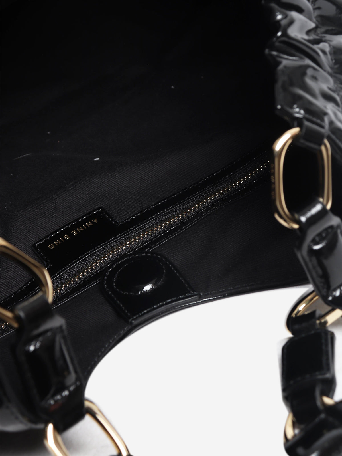Black high-shine leather Kate tote bag Tote Bags Anine Bing 