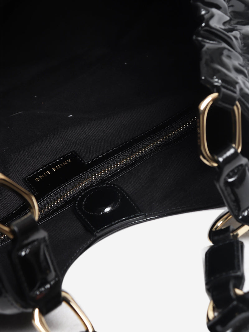 Black high-shine leather Kate tote bag Tote Bags Anine Bing 