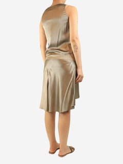 Neutral silk midi dress - size M Dresses Brunello Cucinelli 