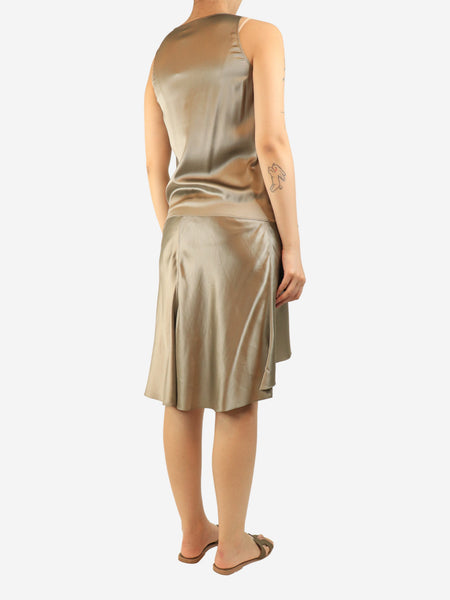 Neutral silk midi dress - size M alternate image