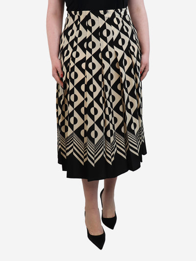 Black and beige pleated geometric midi skirt - size UK 14 Skirts Gucci 