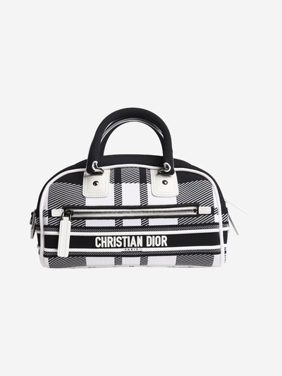 Black and white 2022 Canvas Checkered Bowling bag Top Handle Bags Christian Dior 