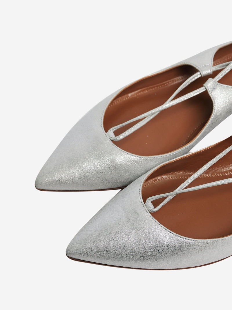 Silver metallic Christy flats - size EU 37 Flat Shoes Aquazzura 