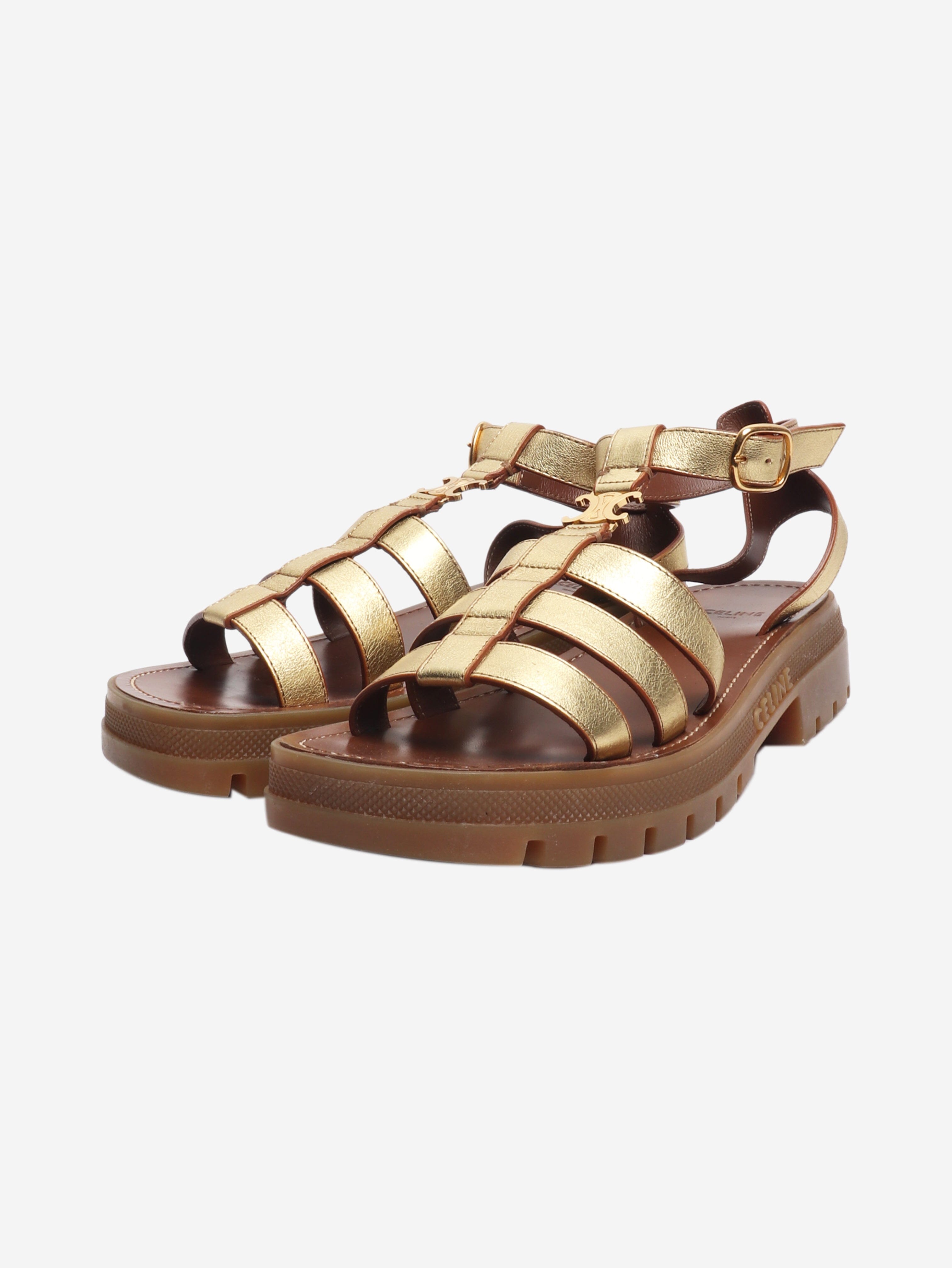 Gold Clea Triomphe sandals - size EU 38 Flat Sandals Celine 