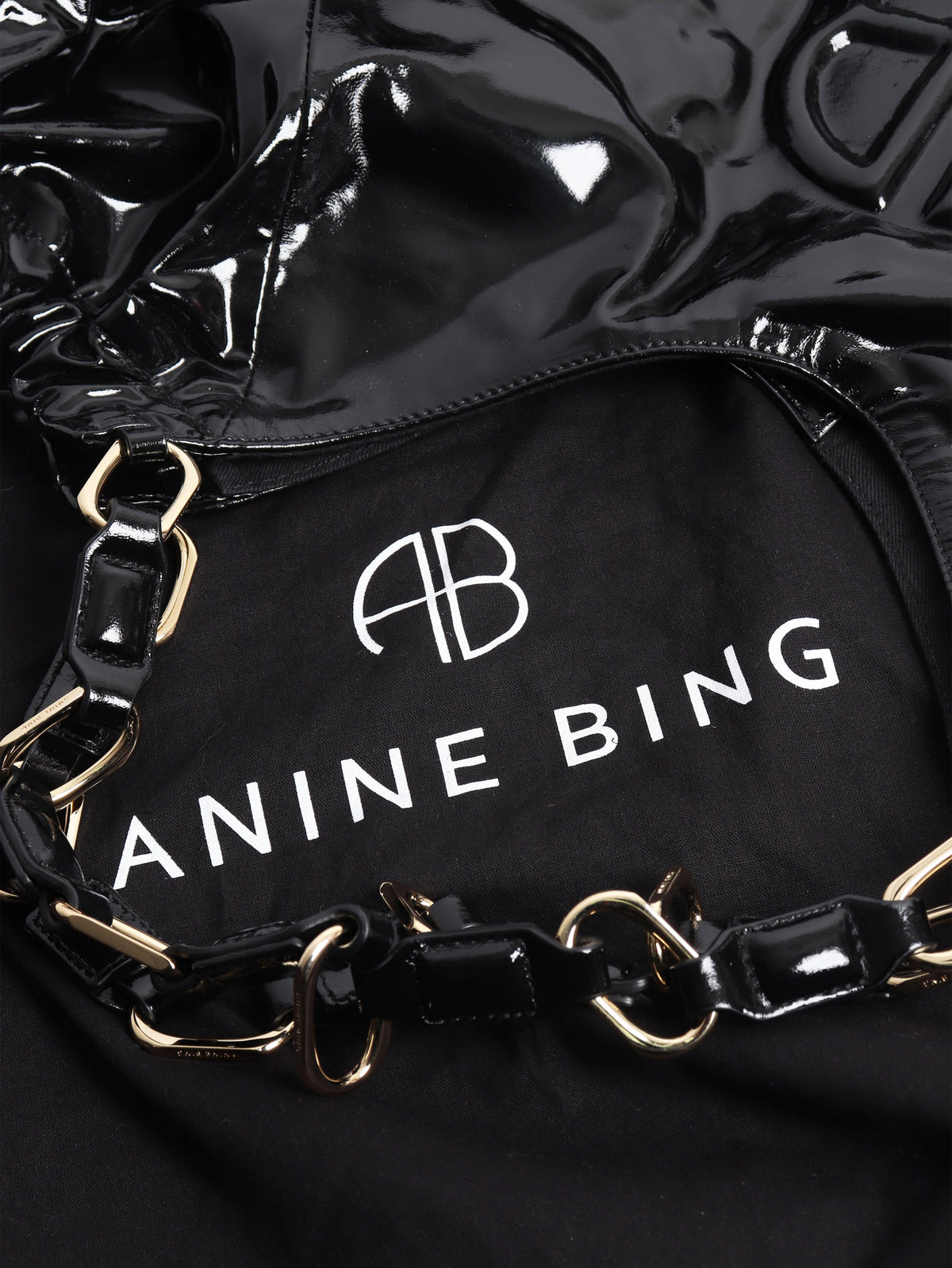 Black high-shine leather Kate tote bag Tote Bags Anine Bing 